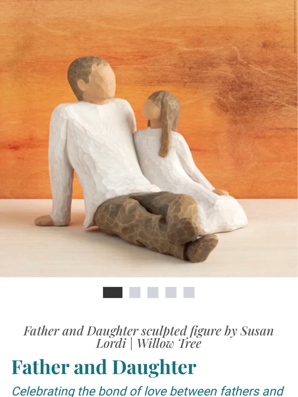 Willow Tree Father & Daughter Figurine - White, Brown